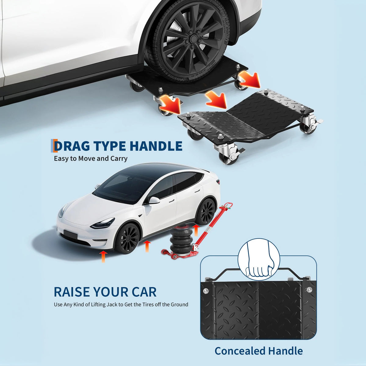 Garvee Auto-Rangierhilfe Set 2 Stück – V-förmige Plattform, 680 kg pro Rangierhilfe, Schwarz
