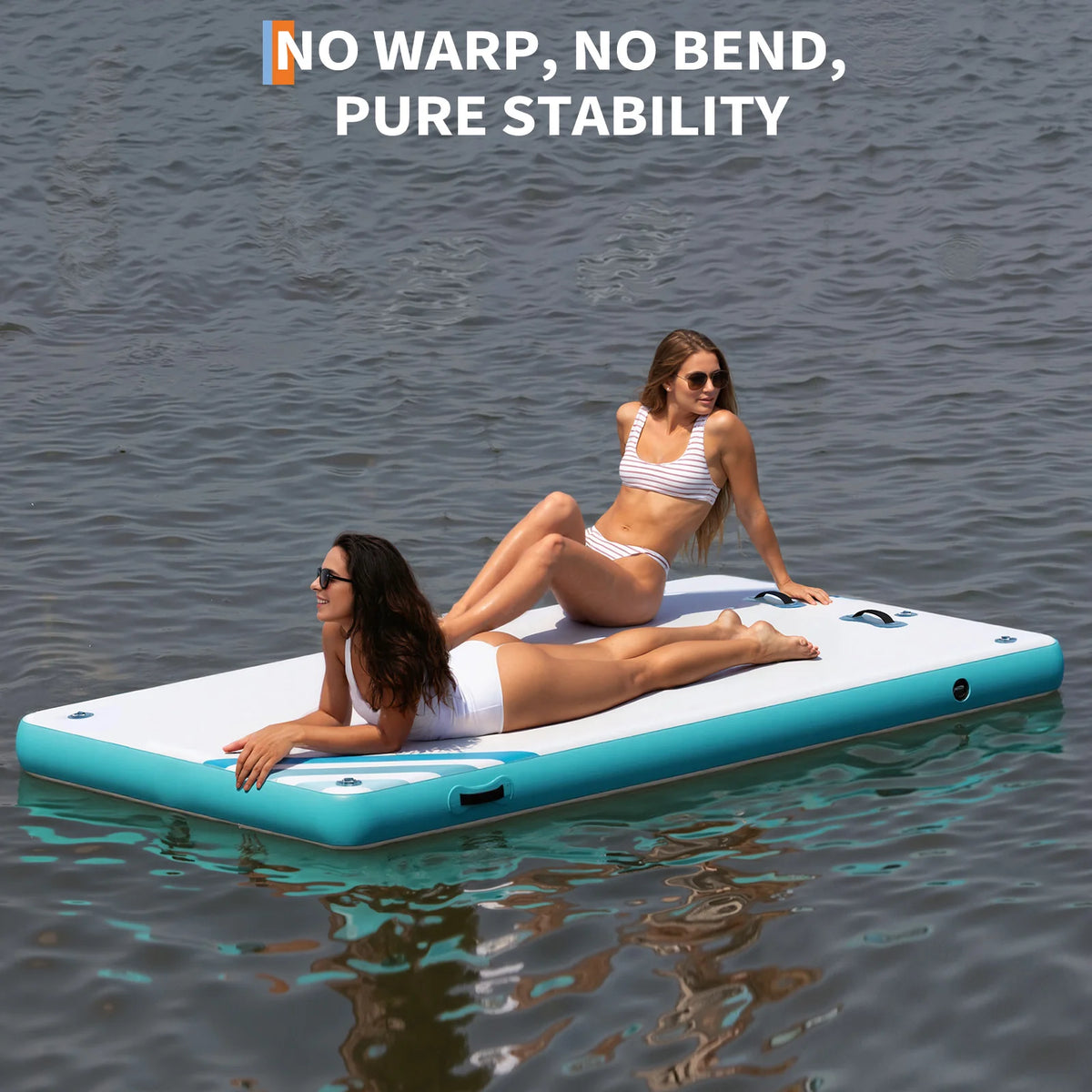 Garvee Aufblasbare Schwimmplattform 1.8 x 1.5 m, Für 3–5 Personen, Rutschfest, PVC, Mit Leiter, Für See & Wasser