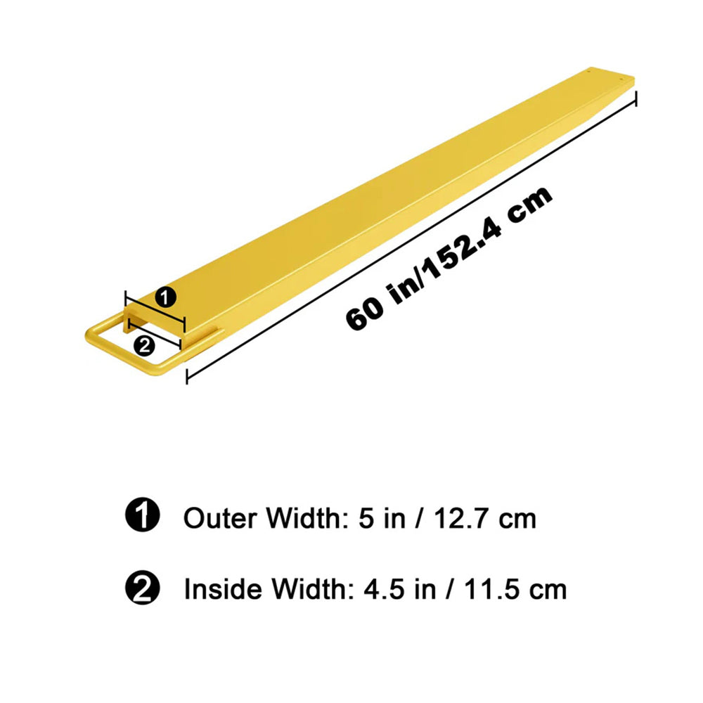 Garvee Gabelzinkenverlängerung aus Stahl, 11,4 cm breite Schwerlast-Gabelverlängerung bis 2.100 kg belastbar, schnell montierbar für Stapler, Lager & Landwirtschaft, Gelb