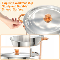 Garvee Chafing Dish 4er-Set 5 L aus Edelstahl, rund in Roségold, Buffet-Speisenwärmer für Catering, Hochzeiten und Events