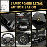 Garvee Lamborghini Kinder Elektroauto 12 V mit 2 × 25 W, Scherentüren, 2,4-GHz-Fernbedienung, LED, Musik, Federung und Sicherheitsgurt, Schwarz, für Kinder 3–8 Jahre