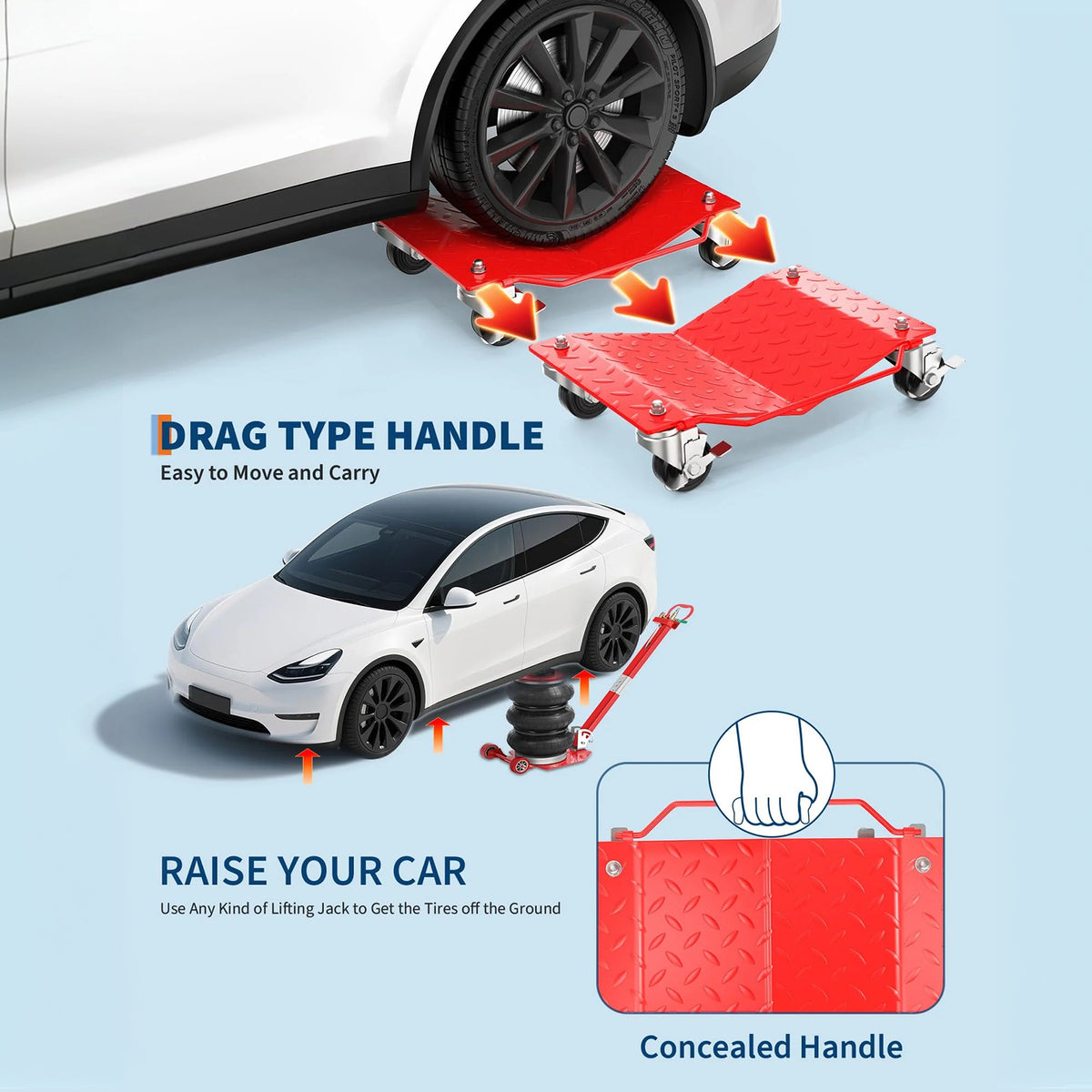 Garvee Auto-Rangierhilfe Set 2 Stück – V-förmige Plattform, 680 kg pro Rangierhilfe, Rot