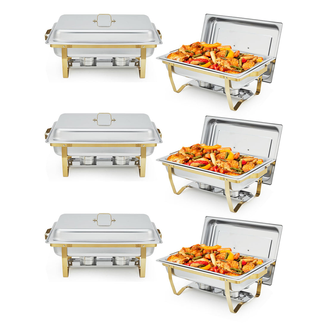 Garvee Chafing Dish 6er-Set, je 7,6 L aus Edelstahl, Gastro-Speisenwärmer für Hotel, Restaurant, Buffet und Catering