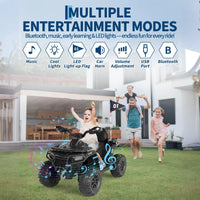 Garvee Kinder Elektro-Quad 12V, Elektrisches Kinderfahrzeug mit Fernbedienung, 2x35W Motoren, LED Lichtern & Musik, Für Kinder von 3–8 Jahren, Blau