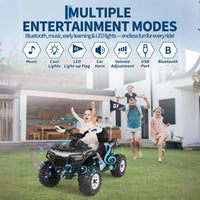 Garvee Kinder Elektro-Quad 12V, Elektrisches Kinderfahrzeug mit Fernbedienung, 2x35W Motoren, LED Lichtern & Musik, Für Kinder von 3–8 Jahren, Silber