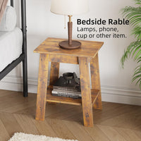 Garvee Beistelltisch Set 2er – Mit 2 Ablagen, Kompakt, Holz & Metall, Stabil, Braun