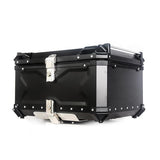 Garvee 80L Motorrad Topcase aus Aluminiumlegierung mit Sicherheitsschloss für Reisen, Wasserdicht, Robust, Vielseitig, Silber - Schwarz_ X