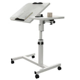 Garvee Pflegetisch Mit Rollen Höhenverstellbarer Betttisch Kippbare Tischplatte Kantenschutz Für Krankenbett Pflegebett Laptoptisch Schwarz 60-95cm - Schwarz