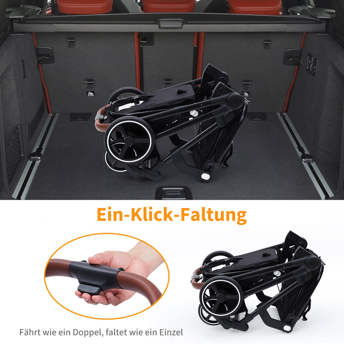 Garvee Zwillingsbuggy mit Alu-Rahmen, leicht & klappbar – Perfekt für Zwillinge auf Reisen