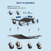 Garvee Auto-Rangierhilfe Set 4 Stück – V-Form, 680 kg Tragkraft pro Rolle, Schwarz