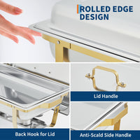 Garvee Chafing Dish 6er-Set, je 7,6 L aus Edelstahl, Gastro-Speisenwärmer für Hotel, Restaurant, Buffet und Catering