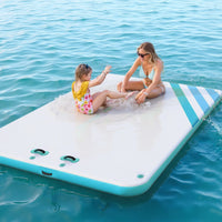 Garvee Aufblasbare Schwimmplattform 1.8 x 1.5 m, Für 3–5 Personen, Rutschfest, PVC, Mit Leiter, Für See & Wasser