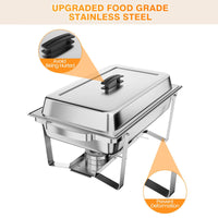 Garvee Chafing Dish 4er-Set mit je 7,6 L, rechteckige Edelstahl-Buffet-Speisenwärmer mit Deckeln, Wasserbad und Klappgestellen für Catering, Hochzeit und Bankett