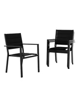 Garvee Stapelbare Aluminium-Gartenstühle mit robustem Aluminium und atmungsaktivem Textilene für Garten und Terrasse, schwarz, kompakt und elegant - 