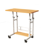 Garvee Höhenverstellbarer Schreibtisch mit Rollen, mobiler Stehtisch 80 × 40 cm, höhenverstellbarer Laptoptisch 69–90 cm mit 4 feststellbaren Rollen, kompakter Computertisch für Homeoffice und Büro - Natur