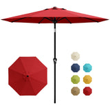 Garvee 10FT Outdoor Sonnenschirm Mit Kurbel & Neigefunktion Für Garten & Pool, Polyesterstoff, Windabweisend & Wasserdicht, 8 Rippen, Grün - Rot