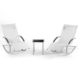 Garvee Outdoor Lounge Set 3 Teilig, 2 Liegen & Tisch, Für Garten, Terrasse, Pool, Weiß - Weiß