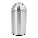 Garvee 13 Gal/50 L Edelstahl Mülltonne Mit Push-Deckel Und Abnehmbarem Innenbehälter Für Gewerbe & Außenbereich, Rostfrei, 15.4x15.4x28 Zoll, Silber - silber