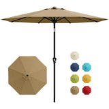 Garvee 10FT Patio Sonnenschirm Mit 8 Robusten Rippen, UV-Beständig, Wasserabweisend, Eisenrahmen Für Garten & Terrasse, Schwarz - Tan
