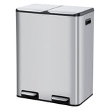 Garvee Mülleimer Küche 2 × 30L Edelstahl Mülltrennsystem Doppelfächer Geräuscharm Silber 60L, mit Stauraum, mit Soft-Close