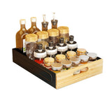 Garvee Teleskopschublade Ausziehbare Schublade Küche 40,5 × 30 × 8 cm Schwarz, Küchenschrank Organizer, Kein Bohren Erforderlich, mit Stauraum, mit Ablage - Schwarz