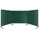 Garvee Schweißschutzschirm 3 Panel 2.4 x 2 m, Stahlrahmen, Flammhemmend, UV-Schutz, PVC, mit Rollen, Grün - Grün