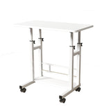 Garvee Höhenverstellbarer Schreibtisch mit Rollen, mobiler Stehtisch 80 × 40 cm, höhenverstellbarer Laptoptisch 69–90 cm mit 4 feststellbaren Rollen, kompakter Computertisch für Homeoffice und Büro - Weiß
