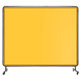 Garvee Mobile Schweißschutzwand 2,4 × 2 m, flammhemmender PVC-Schweißvorhang mit Stahlrahmen und feststellbaren Rollen, Trennwand zur Abgrenzung von Schweißarbeitsplätzen in Werkstatt und Schweißbereich, Gelb - Gelb