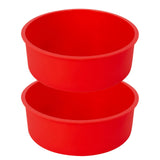 Garvee 2 Stück Silikon Kuchenform 15,2 cm Rund Rot | Antihaft & Schnelllöslich | Wiederverwendbar für Partys & Backen, pflegeleicht, spülmaschinengeeignet