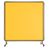 Garvee Mobile Schweißschutzwand 1,8 × 2 m, flammhemmender PVC-Schweißvorhang mit Stahlrahmen und feststellbaren Rollen, Trennwand zur Abgrenzung von Schweißarbeitsplätzen in Werkstatt und Schweißbereich, Gelb - Gelb