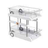 Garvee Schrank-Organizer Ausziehbar mit 2 Ebenen, Größenverstellbares Schubladenregal aus ABS, Weiß, Küchen- und Badschrank Organizer