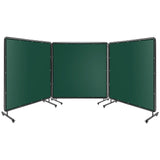 Garvee Schweißschutzschirm 3 Panel 1.8 x 2 m, Stahlrahmen, Flammhemmend, UV-Schutz, PVC, mit Rollen, Grün - Grün