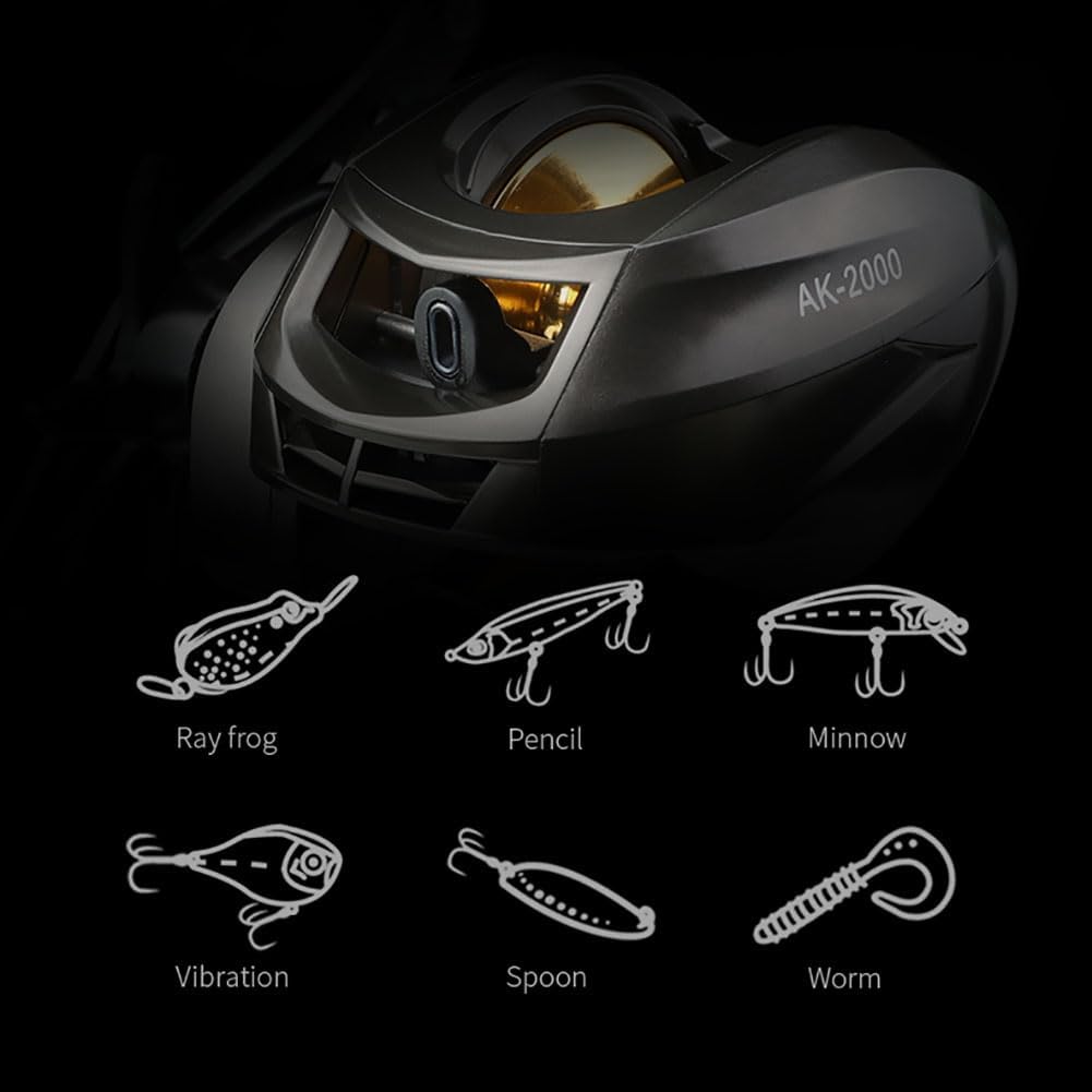 Garvee schwarze Baitcasting Angelrolle 7,2 zu 1