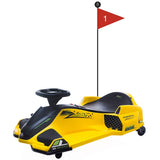 GARVEE Elektro Drift Kart für Kinder ab 8 Jahren, 24V mit 180W Brushless Motor, 5-Rad Stabilität, LED-Lichtern und Metallrahmen, Gelb Kinder Go Kart - Gelb