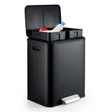 Garvee Doppel-Mülleimer Edelstahl 8 Gallon Mit Deckel Und Fußpedal Für Küche Und Recycling, 2 Fächer, Kompakt, Geräuschlos - Schwarz
