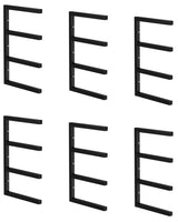 Garvee 6er-Set Wandregal für Holz mit 4 Ebenen, bis 363 kg belastbar, Stahl-Holzlagerregal für Innen & Außen, Schwarz - Schwarz