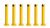 Garvee Rammschutzpoller 6er-Set, 91 cm hoch Ø11,4 cm Sicherheitspoller aus Q235-Stahl mit Bodenplatte & Ankerbolzen, gelbe Absperrpfosten für Parkplatz und Lager