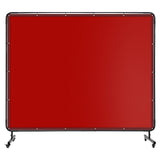 Garvee Mobile Schweißschutzwand 2,4 × 2 m, flammhemmender PVC-Schweißvorhang mit Stahlrahmen und feststellbaren Rollen, Trennwand zur Abgrenzung von Schweißarbeitsplätzen in Werkstatt und Schweißbereich, Rot - Rot