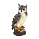 GARVEE Eulenfigur aus Kunstharz, 17 cm Realistische Gartendekoration, Wetterfest und Detailreich für Garten, Terrasse, Balkon, Hof und Büro, Grau - Grau