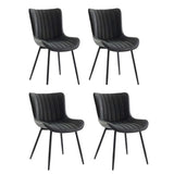 Garvee Esszimmerstühle 4er-Set, gepolstert mit PU-Kunstleder, hohe Rückenlehne, Metallbeine, Schwarz - Schwarz