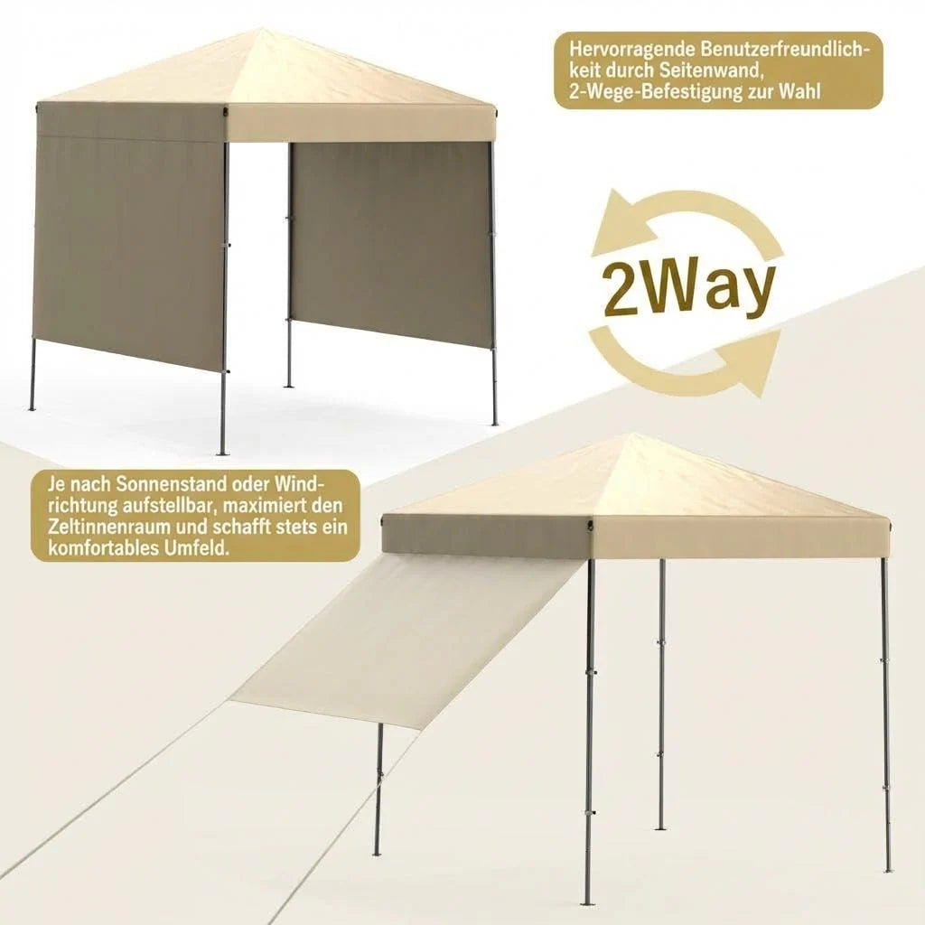 GARVEE 2,5 x 2,5 m Pop-Up Pavillon, Wasserdichtes Gartenpavillon mit UV-Schutz, Höhenverstellbar und Tragetasche, Ideal für Garten, Camping und Outdoor Events, Cremefarben