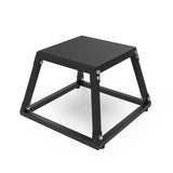 GARVEE Sprungbox aus Stahl 46 x 46 x 30 cm, Rutschfeste Plyobox für Crossfit, Fitness & Heimtraining, Stabiler Jump Trainer, Schwarz - Schwarz