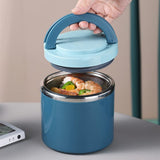 Garvee Thermobehälter 630ml Edelstahl Lunchbox mit Griff Auslaufsicher Doppelwandig BPA-Frei, für Arbeit und Reisen, blau - Blau