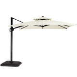 Garvee Ampelschirm 3x3 m, 360° drehbarer Gartenschirm mit UV-Schutz, wasserabweisendem Polyesterbezug und Aluminiumgestell, Sonnenschirm für Terrasse & Garten, Weiß - Weiß