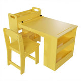 Garvee Kindermaltisch aus Sperrholz mit Papierrollenhalter, Papierklemme und beidseitigem Stauraum, Kinder Basteltisch zum Malen, Lernen und Spielen - Gelb