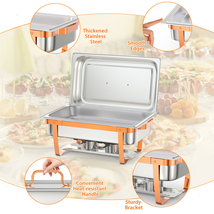 Garvee Chafing Dish 6er-Set – je 7,6 L aus Edelstahl – Stabiles Gestell und sicherer Stand