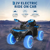 Garvee Kinder Elektro-Quad 12V, Elektrisches Kinderfahrzeug mit Fernbedienung, 2x35W Motoren, LED Lichtern & Musik, Für Kinder von 3–8 Jahren, Blau