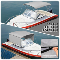 Garvee 3-Bogen-Bimini-Top-Bootsabdeckung, Abnehmbare Seiten, Verstellbar, Marine Canvas, UV-Schutz, Verstellbar 201–213 cm, Grau