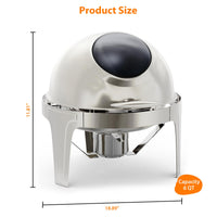 Garvee Chafing Dish 6 L aus Edelstahl, Warmhaltebehälter mit Rolltop-Deckel und Sichtfenster, Buffetwärmer für Hochzeit, Catering, Party und Events