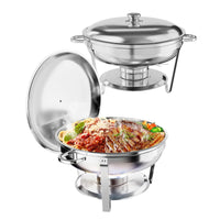 Garvee Chafing Dish 2er-Set, je 4,7 L aus Edelstahl, rund, Buffet-Speisenwärmer für Catering, Partys und Feiern